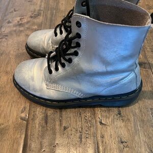 Doc Martens Boots Iridescent Silver Womens Size 9 Dr Marten